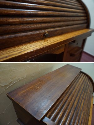 画像13: 希少　イギリスアンティーク　英国アンティーク　アールデコ　1900〜1920年代頃　ロールトップ　蛇腹　片袖　クラシック　ティングビューロ　デスク　書斎机　作業台　ディスプレイ　オーク材