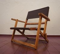 北欧モダン　カントリー　フォールディングチェア　折り畳み椅子　ローチェア　アームチェア　アウトドア　ガーデンチェア　デッキチェア　ブラウン色　在庫2脚　(2)