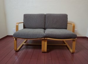 画像9: MUJI 無印良品　オーク材　リビングでもダイニングでもつかえるソファ　二人掛け　２人掛け　アームチェア　アームソファ　セパレートタイプ　カバーリング　北欧モダン　