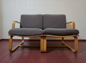 画像2: MUJI 無印良品　オーク材　リビングでもダイニングでもつかえるソファ　二人掛け　２人掛け　アームチェア　アームソファ　セパレートタイプ　カバーリング　北欧モダン　