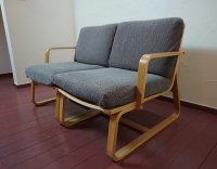 MUJI 無印良品　オーク材　リビングでもダイニングでもつかえるソファ　二人掛け　２人掛け　アームチェア　アームソファ　セパレートタイプ　カバーリング　北欧モダン　