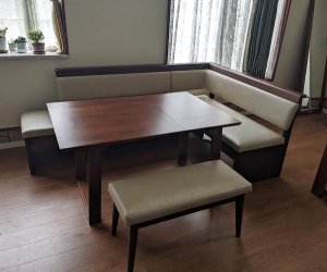 画像1: 【 美品 】　北欧モダン　シギヤマ家具　GUESTS ゲスト　LD　リビング　ダイニング　セット　L字　カウチ　拡張　伸長　エクステンション　テーブル　チェア　ソファ　〇 4点セット 〇　25万