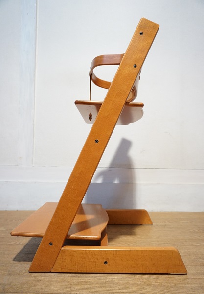 北欧 ノルウェー STOKKE ストッケ Tripp Trapp Chair トリップトラップチェア ベビーガード付 革ベルト チェリー色