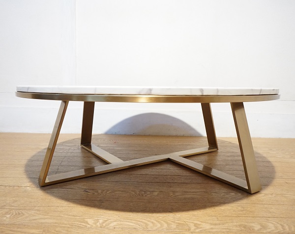 高級逸品 大理石 センターテーブル ローテーブル リビングテーブル 円形 ゴールド アイアン フレーム - ”DREAM MAKER”