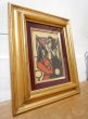 画像1: 美術品　PICASSO パブロ・ピカソ　ステンドグラス　人物画　絵画　金縁　木製フレーム　インテリア　アート作品　ガラス張り　壁掛け　ディスプレイ　店舗什器　洋館　西洋 (1)