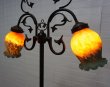 画像6: 西洋　クラシカル　フロアライト　２灯　スタンドライト　アイアン　ガラスシェード　照明　アイアン　ランプ　英国　洋館　カフェ (6)