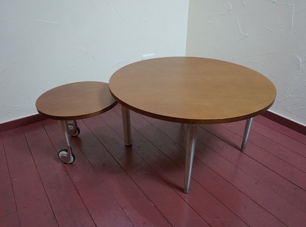 画像1: 北欧モダン　丸テーブル　リビング　ローテーブル　サイドテーブル　センターテーブル　キャスター　フレキシブル　棚　台　シェルフ (1)