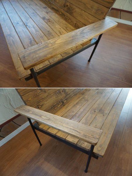 画像13: 【 美品 】　北欧モダン　ヴィンテージ調　天然木 × 鉄脚 アイアン　長椅子　ベンチ　チェア　3Pソファ　3シーター　3人掛け　フレンチ調　西海岸style (13)