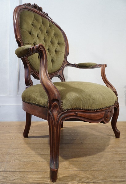 【NEW限定品】 フランスアンティーク猫脚サロンチェア/木製肘掛け椅子/刺繍(69-221-1) その他