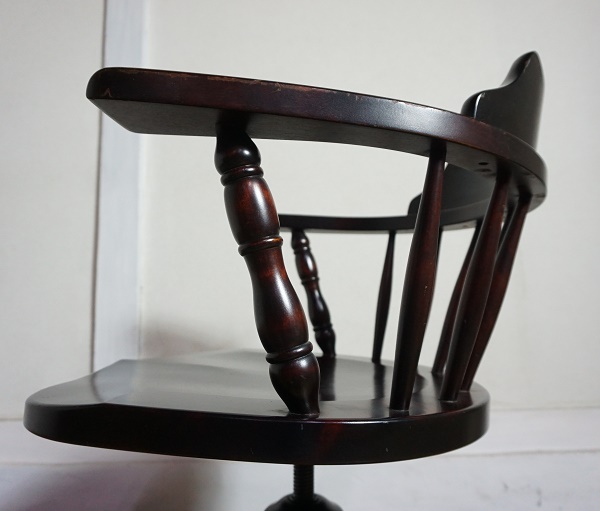 北海道民芸家具 樺無垢材 書斎椅子 デスクチェア 回転椅子 キャスター 
